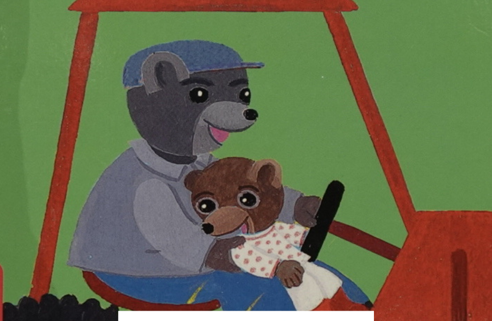 Couverture du livre : petit ours et son grand père sur un tracteur